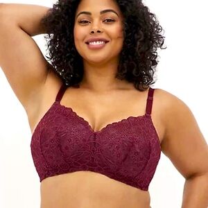 NWT Torrid Lightly Lined Wine Burgundy Lace Perfect T-Shirt Bra